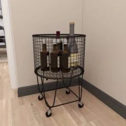 Industrial Metal Storage Cart Round Black CosmoLiving By Cosmopolitan -HOMCOM Store GUEST 447ac3aa 6bfd 449f 9014 9983a9354885