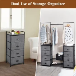 Costway 8 Drawer Fabric Dresser Hanger&Shoe Rack Multifunctional Storage Tower Metal -HOMCOM Store GUEST 450fa24c 5217 42f5 ba55 90f331473a2f