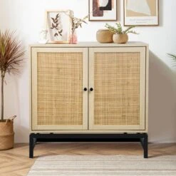 Arina Natural Rattan 2 Door Accent Cabinet With 1 Adjustable Inner Shelf - The Pop Maison -HOMCOM Store GUEST 46162ca6 cdca 43e1 93f9 fc52a9358417