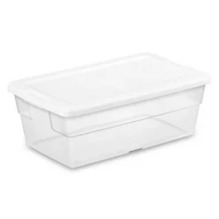 Sterilite 6 Quart Clear Plastic Stacking Storage Container Tote With White Lid For Garage, Kitchen, And Closet Organization -HOMCOM Store GUEST 46de61f0 9d1e 44cd 8c70 5056d4c307e7