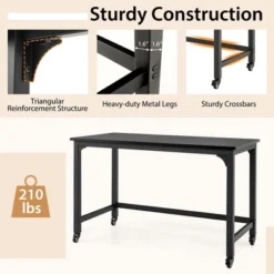 Costway Rolling Computer Desk Wood Top Metal Frame Laptop Table Study Workstation Black -HOMCOM Store GUEST 48a8915d efe0 48a0 81b1 2b82644d60ae