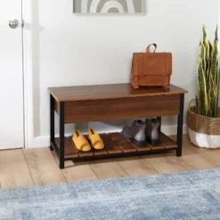 Honey-Can-Do Shoe Storage Bench Walnut -HOMCOM Store GUEST 4904bd0f 8016 478f bc88 25b6e5c084a4