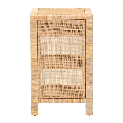 Bella Mahogany Wood And Natural Rattan 1 Drawer Nightstand Natural Brown - Baxton Studio 7 Bella Mahogany Wood And Natural Rattan 1 Drawer Nightstand Natural Brown - Baxton Studio - Image 5