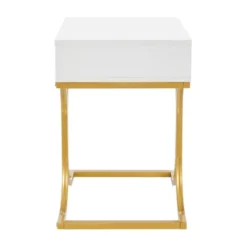 17.75" Rectangular Modern Glam Side Table With Drawer White/Gold - Danya B. -HOMCOM Store GUEST 4a15fe3a 99d8 49f2 b8c8 ecd31a55eb73