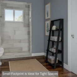 Lavish Home 4-Tier Ladder Bookshelf Freestanding Wooden Bookcase, Black -HOMCOM Store GUEST 4ab7a666 e0ab 47bc 89ea d553b7944c71