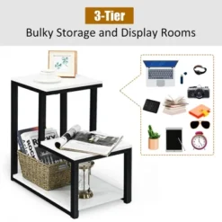 Costway 3-Tier End Table Sofa Side Table Night Stand W/ Shelf For Living Room White -HOMCOM Store GUEST 4acaa4e3 273f 4d6c 866b c7c7bd51d26c