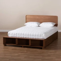 4 Drawer Vita Modern Transitional Wood Platform Storage Bed Walnut/Brown - Baxton Studio -HOMCOM Store GUEST 4cb19e50 3350 4590 a583 6ddcf4be73ba