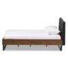 Mitchell Rustic Industrial Walnut Wood Black Faux Leather Metal Platform Bed Dark Bronze - Baxton Studio
