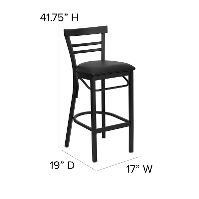 Emma And Oliver Two-Slat Ladder Back Black Metal Restaurant Dining Barstool 5 Emma And Oliver Two-Slat Ladder Back Black Metal Restaurant Dining Barstool - Image 3