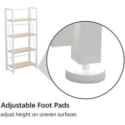 GHQME Space Saving Vintage Style 4 Tiered Folding Storage Bookcase With Durable Particleboard Shelves And Wide Metal Cross Bar Frame, White -HOMCOM Store GUEST 4d38960d d67c 4922 aff1 ea18ba9810f5