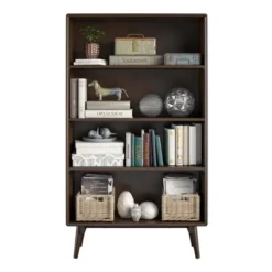 54.8" 4 Shelf Brittany Mid Century Modern Bookshelf Walnut - Novogratz -HOMCOM Store GUEST 4daed019 faf9 4b69 ba4f 478f59e0f764