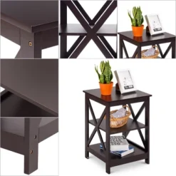 Costway 3-Tier Nightstand End Table Storage Display Shelf Living Room Furniture Espresso NEW -HOMCOM Store GUEST 4dee7e16 4237 41dd 9804 d63ecb7eb196
