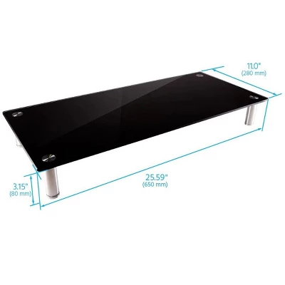Monoprice Medium Multimedia Desktop Stand, Black Glass 25.6" X 11.0" - Stand & Riser, Desktop TV Stand, Dual Monitors W/ Height Adjustable Legs 6 Monoprice Medium Multimedia Desktop Stand, Black Glass 25.6" X 11.0" - Stand & Riser, Desktop TV Stand, Dual Monitors W/ Height Adjustable Legs - Image 4