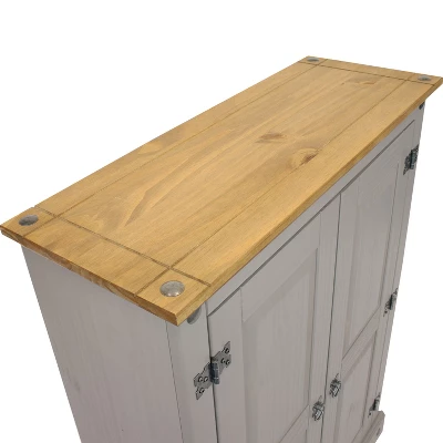 Sunnydaze Decor Sunnydaze 2-Door, 2-Shelf Accent Cupboard - Solid Pine - Gray - 43" H 6 Sunnydaze Decor Sunnydaze 2-Door, 2-Shelf Accent Cupboard - Solid Pine - Gray - 43" H - Image 4