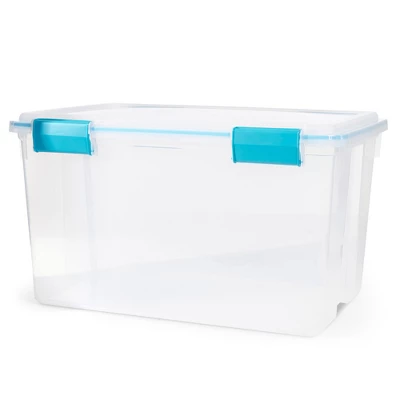 Sterilite 54 Quart Clear Plastic Stackable Storage Container Box Bin With Air Tight Gasket Seal Latching Lid Long Term Organizing Solution 4 Sterilite 54 Quart Clear Plastic Stackable Storage Container Box Bin With Air Tight Gasket Seal Latching Lid Long Term Organizing Solution - Image 2