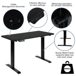 Flash Furniture Electric Height Adjustable Standing Desk - Table Top 48" Wide - 24" Deep -HOMCOM Store GUEST 4f833b3f 0047 4e36 b877 2d8616e35d01