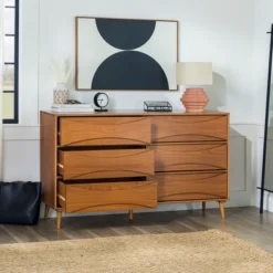 Mid-Century Modern Contoured 6 Drawer Dresser - Saracina Home -HOMCOM Store GUEST 4f9f1d1c 1d30 433d abee ec047232182c
