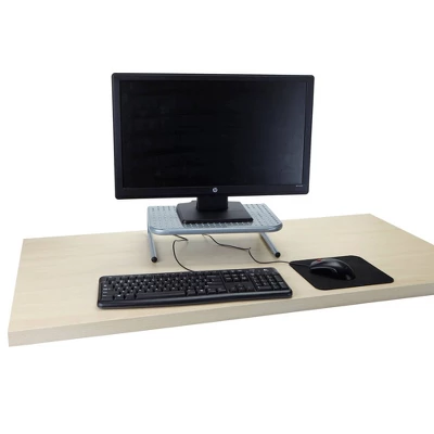 Mind Reader Metal Monitor Stand With Keyboard Storage Space Silver 4 Mind Reader Metal Monitor Stand With Keyboard Storage Space Silver - Image 2