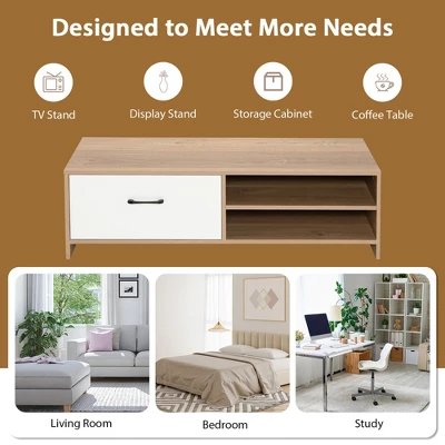 Costway Mid-Century TV Stand Media Entertainment Center Console With Drawer & Open Shelf 6 Costway Mid-Century TV Stand Media Entertainment Center Console With Drawer & Open Shelf - Image 4