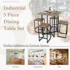Costway 5-Piece Dining Table Set Kitchen Square Square Space-saving Table Set With Stools -HOMCOM Store GUEST 510a5736 5903 4b2f 84c7 a69f9072512c