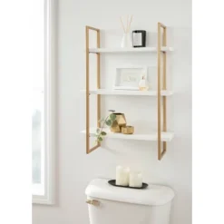 20" X 30" Leigh Wood And Metal Wall Shelf White/Gold - Kate & Laurel All Things Decor 14 20" X 30" Leigh Wood And Metal Wall Shelf White/Gold - Kate & Laurel All Things Decor -HOMCOM Store GUEST 513cde45 4bd9 41d0 89f9 9c26ba8357d6