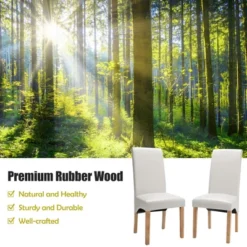 Set Of 2 Dining Chairs Upholstered Padded Side Chairs W/ Rubber Wood Legs BlackBeige -HOMCOM Store GUEST 5152d7e6 13a6 4ed0 96b2 6a0b9ef1ecfd