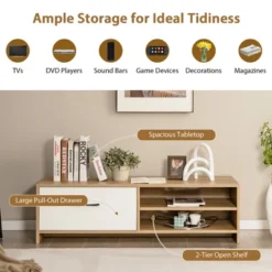 Costway Mid-Century TV Stand Media Entertainment Center Console With Drawer & Open Shelf 15 Costway Mid-Century TV Stand Media Entertainment Center Console With Drawer & Open Shelf -HOMCOM Store GUEST 51589a21 75a6 440d a64b fd1aefbf6e2f