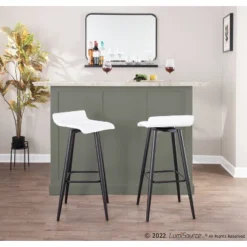 Set Of 2 Ale Faux Leather/Steel Barstools Black/White - LumiSource -HOMCOM Store GUEST 516dc014 3eb6 4ba7 be39 5f75511a6205