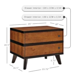 Mid-Century Modern 2 Drawer Nightstand Walnut - Linon -HOMCOM Store GUEST 518b5b34 b289 4b41 b4d5 85b8e5127bf7
