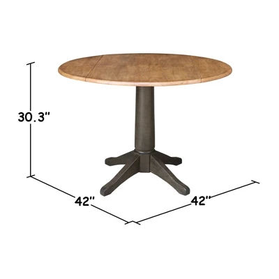 42" Round Dual Drop Leaf Dining Table With 2 Splat Back Chairs Hickory/Washed Coal - International Concepts 10 42" Round Dual Drop Leaf Dining Table With 2 Splat Back Chairs Hickory/Washed Coal - International Concepts - Image 8