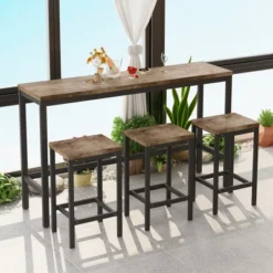 Modern Design Kitchen Long Dining Table Set With 3 Stools - ModernLuxe -HOMCOM Store GUEST 53f41e07 9f68 4103 89f6 9ac3122efa46