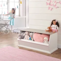 Badger Basket Two Bin Stackable Storage Cubby White/Gray Woodgrain 15 Badger Basket Two Bin Stackable Storage Cubby White/Gray Woodgrain -HOMCOM Store GUEST 548f14aa 6559 4032 95e6 4a940a03a507