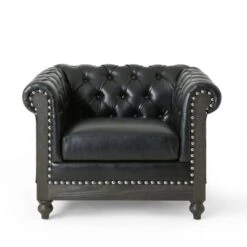 Castalia Chesterfield Tufted Club Chair With Nailhead Trim Midnight - Christopher Knight Home -HOMCOM Store GUEST 54eff52e 38bd 4038 ae0b 4661e35aa92a