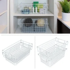 Set Of 2 Storage Bins - Basket Set For Toy, Kitchen, Closet, And Bathroom Storage - Medium Shelf Organizers With Handles By Home-Complete (White) -HOMCOM Store GUEST 55597371 16a9 4a0e 8064 4b2d7a0793a6