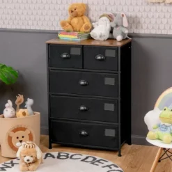 Costway 5 Drawer Dresser Fabric Storage Tower Organizer Unit Sturdy Steel Frame -HOMCOM Store GUEST 55653250 427a 4f7d b9a4 192c4a4eafd7