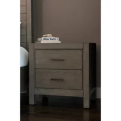 Alix Wood 2 Drawer Nightstand Gray Stone - Abbyson Living