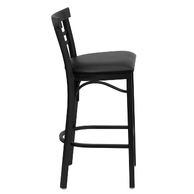 Emma And Oliver Two-Slat Ladder Back Black Metal Restaurant Dining Barstool 9 Emma And Oliver Two-Slat Ladder Back Black Metal Restaurant Dining Barstool - Image 7