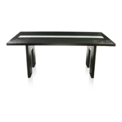 7pc Stevenson Glass Insert Open Shelf W/Led Lights Dining Table Set Black - HOMES: Inside + Out -HOMCOM Store GUEST 56180ad8 1b23 414c 865f 728419c865cc