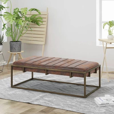 Magdalene Modern Fabric Ottoman Bench Brown - Christopher Knight Home 3 Magdalene Modern Fabric Ottoman Bench Brown - Christopher Knight Home
