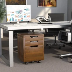 Costway 3 Drawer Rolling File Cabinet W/ Wheels Vertical Printer Stand Walnut -HOMCOM Store GUEST 567a3198 d655 4074 8115 3b2c6774f1ca