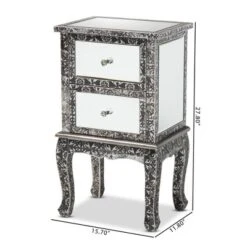 Wycliff Metal And Mirrored Glass 2 Drawer Nightstand Dark Gray/Silver - Baxton Studio -HOMCOM Store GUEST 569ddd85 a30e 4ad4 accd ca03c4f6d2a0