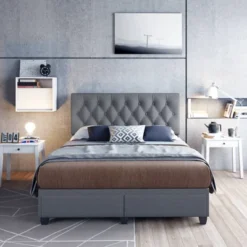 Henley Linen Tufted Upholstered Platform Bed With Storage Drawers - Eco Dream -HOMCOM Store GUEST 56ccebfe c7ac 4201 a2c1 b5e8e500e67c