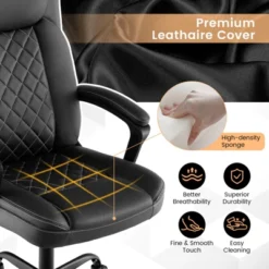 Costway Adjustable Office Desk Chair Ergonomic Executive Chair With Padded Headrest Armrest -HOMCOM Store GUEST 5712ef18 93dc 43e1 a38c a4983bca23c0