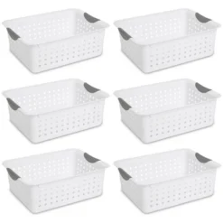 Sterilite Ultra Ventilated Open Top Plastic Storage Organizer Basket With Gray Contoured Carrying Handles -HOMCOM Store GUEST 572db26e 526a 40d7 ad67 8fbcf035d85d