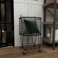 Industrial Metal Storage Cart Round Black CosmoLiving By Cosmopolitan -HOMCOM Store GUEST 58216b62 e29d 4fd6 9603 490c094e5a7f