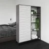 65.51" Large Maddock Bookcase Room Divider With Faux Wave Pattern Graphite - Room & Joy