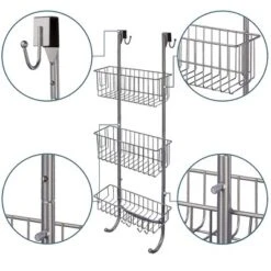 Smartpeas 34'' X 12'' Stainless Steel 3x Hanging Shower Caddy With Adhesive Hooks - Grey 6 Smartpeas 34'' X 12'' Stainless Steel 3x Hanging Shower Caddy With Adhesive Hooks - Grey -HOMCOM Store GUEST 589370a4 e3b0 498c 915f c05d9cd0c15a