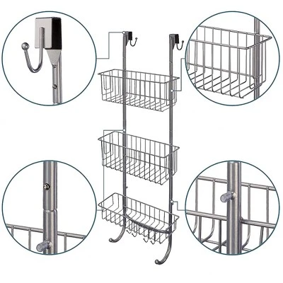 Smartpeas 34'' X 12'' Stainless Steel 3x Hanging Shower Caddy With Adhesive Hooks - Grey 4 Smartpeas 34'' X 12'' Stainless Steel 3x Hanging Shower Caddy With Adhesive Hooks - Grey - Image 2