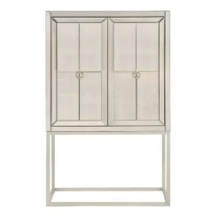 Robbie Contemporary 2 Door Mirrored Bar Cabinet With Wine Storage Gold - Treasure Trove