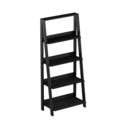 Lavish Home 4-Tier Ladder Bookshelf Freestanding Wooden Bookcase, Black -HOMCOM Store GUEST 5999f092 cfdc 424f 9240 c33210eb3e5e